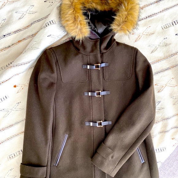 Cole Haan Wool + Faux Fur Hooded Coat - Picture 10 of 12